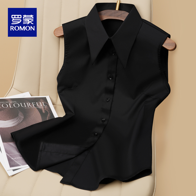 Sleeveless Shirt for Women, Light Luxury, High-End Feel, Versatile Base Layer Tank Top, Pointed Collar, Casual, Elegant, Slimming, Inner Layering Shirt