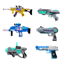 Hot selling sound and light projection cool eight music gun parent-child interaction childrens catapult plane charge toy birthday gift