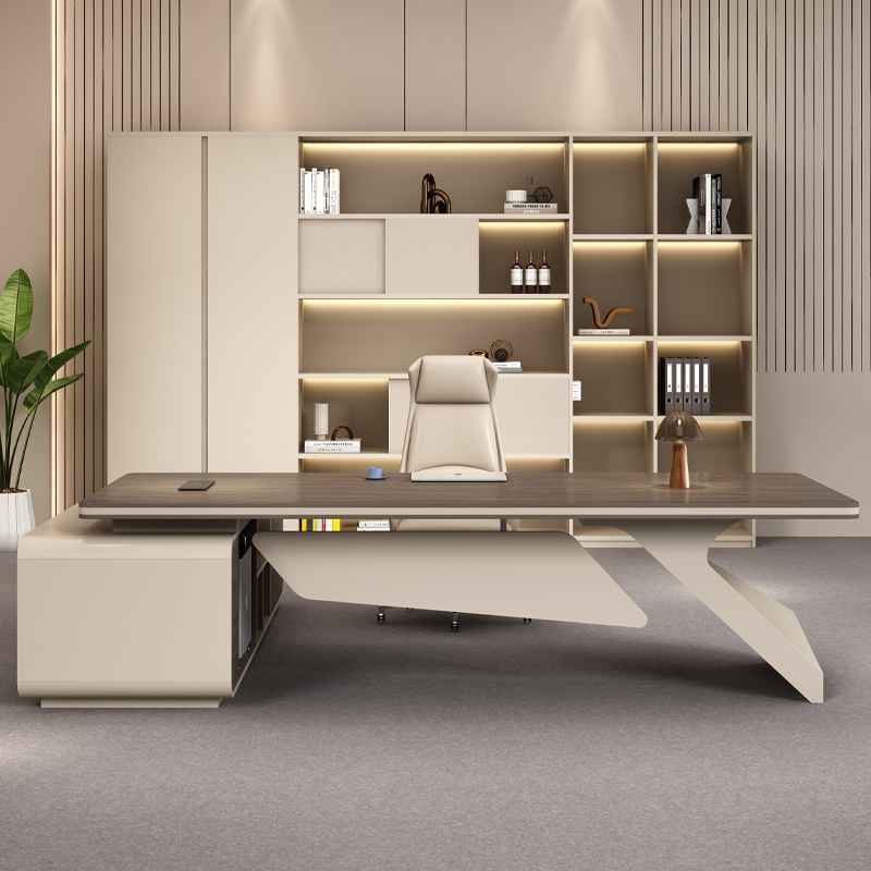 Light Luxury and High-End Boss Desk, Simple Modern Ceo Desk, Leadership Office Desk and Chair Combination Executive Desk