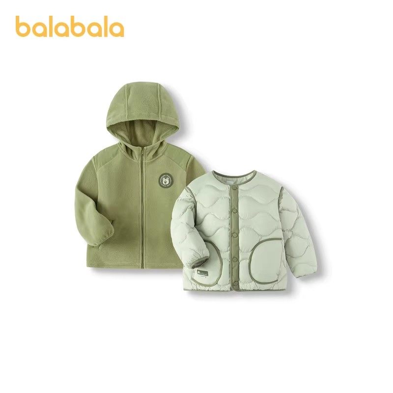 巴拉巴拉童装男童儿童羽绒服冬装摇粒绒两件套女童宝宝外套反季潮