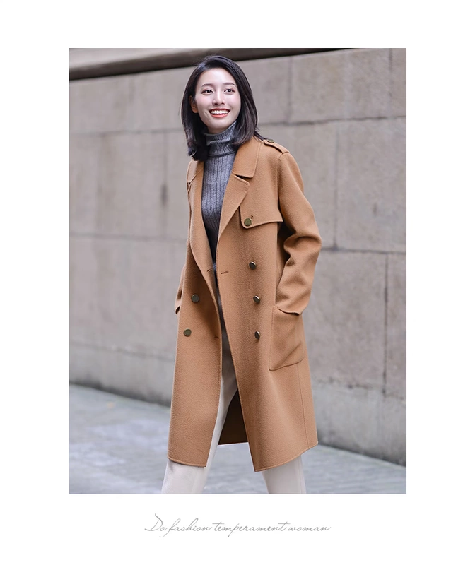 Ou Yushi 2018 mùa thu và mùa đông mới của phụ nữ áo len cashmere hai mặt cho nữ - Áo len lót đôi