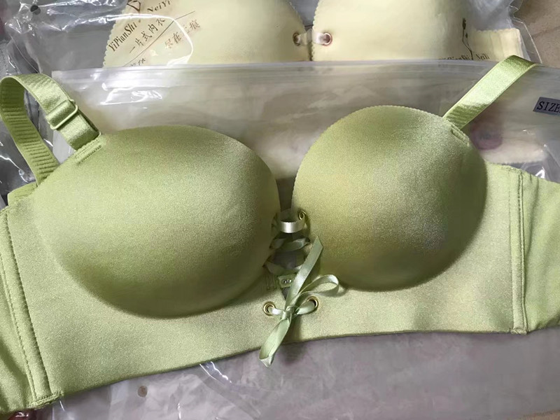 Rabbi Dàn Bra chính hãng LB Dây đeo phía trước Tập hợp Có thể điều chỉnh Cup dày Ngực nhỏ Đồ lót nữ quần lót chữ c