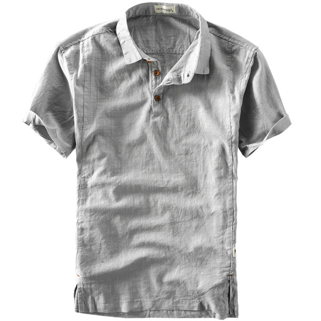 ເສື້ອຍືດແຂນສັ້ນ Linen ຂອງຜູ້ຊາຍຝ້າຍແລະ linen ບາດເຈັບແລະເສື້ອ retro breathable ວ່າງຜູ້ຊາຍ t-shirt ປ້ອງກັນແດດເຄື່ອງນຸ່ງຫົ່ມ jacket trendy
