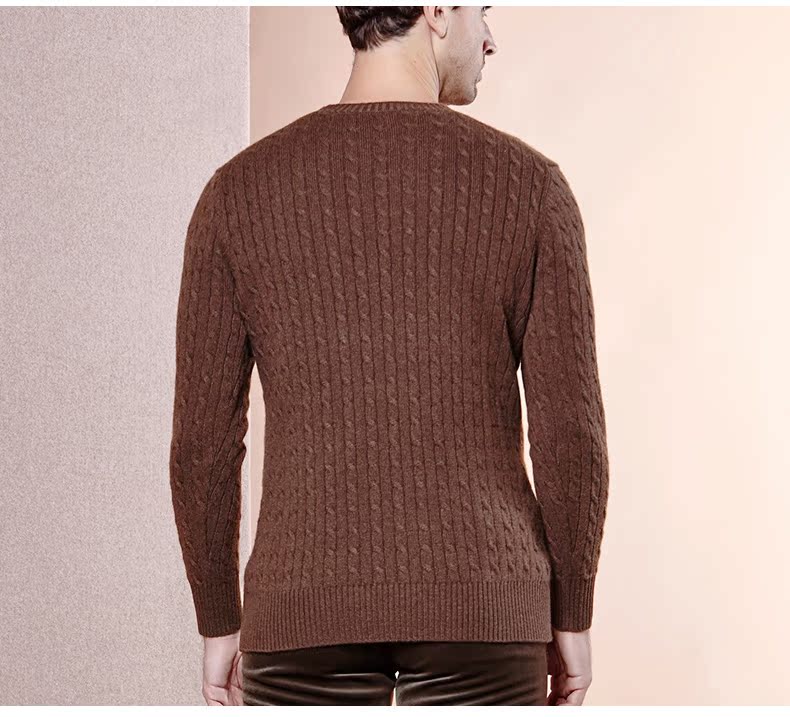 Hengyuanxiang nam xoắn tinh khiết cashmere áo len mùa thu và mùa đông vòng cổ màu rắn dài tay áo thun áo len nam áo len dày