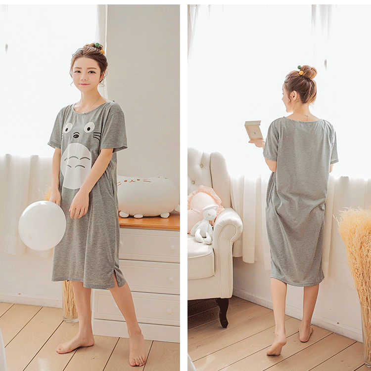 Mùa hè Hàn Quốc phiên bản của ngắn tay nightdress nữ dễ thương đoạn dài phim hoạt hình lỏng đồ ngủ nữ sinh viên mùa hè thường nhà dịch vụ