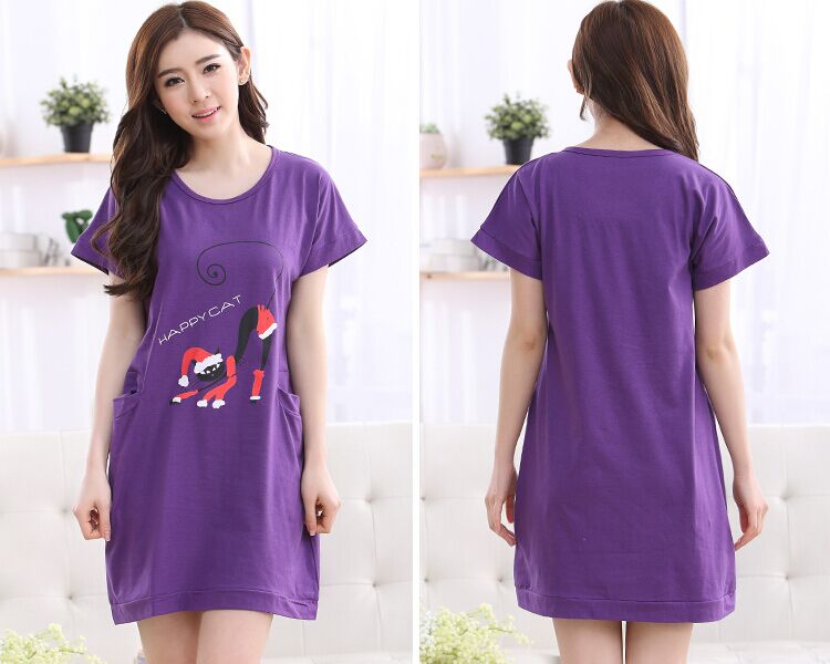 2018 mùa hè của phụ nữ nightdress ngọt lady đồ ngủ ngắn tay cotton nửa tay nightdress cộng với phân bón XL ăn mặc