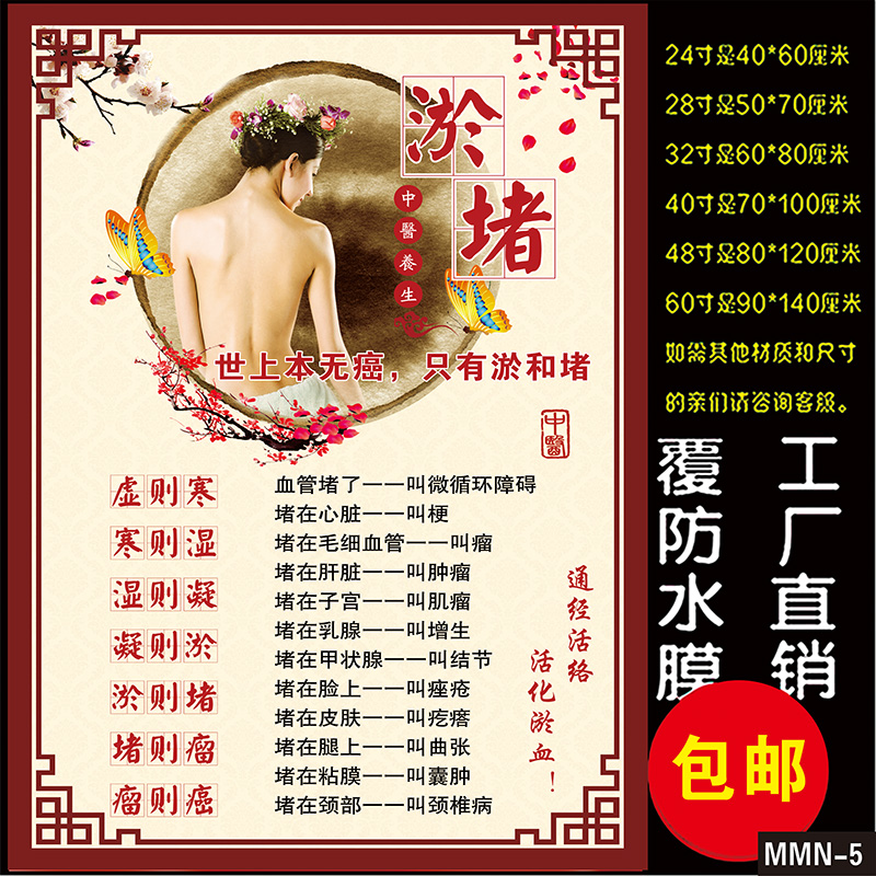 Wall chart of common symptoms of health meridian blockage Chinese medicine health hall decoration painting Beauty salon poster poster