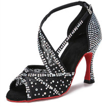 Hot diamond dance shoes black Latin dance shoes 2023 new womens shoes salsa dance shoes special shoes high heels