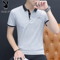  Playboy short-sleeved t-shirt mens summer new loose youth top mens lapel Hong Kong style casual polo shirt tide