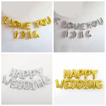 16 inch aluminum foil balloon newlywed happy I love you 1314 gold silver letters wedding background wall decoration