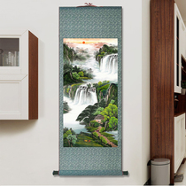 Cornucopia porch fortune landscape painting Silk scroll painting living room office decoration painting gift painting can be customized