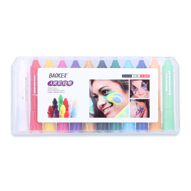Polk body painting pen 6 colors 12 colors 24 colors 36 colors Painting face graffiti drawing crayon Water-soluble color brush washable pigment Fan activity Halloween makeup color pen painting stick