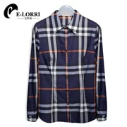 E-Lorri Ai Luoli 2018 Thu Đông Mới của Hàn Quốc Slim Polo Cổ áo dài tay áo kẻ sọc - Áo sơ mi