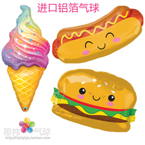 Imported American Anagram hot dog aluminum foil balloon Burger Pizza aluminum foil balloon Ice cream aluminum foil balloon