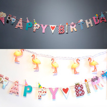 Korean version of Mr Beard birthday party bunting triangle paper letter banner hair party pull flower