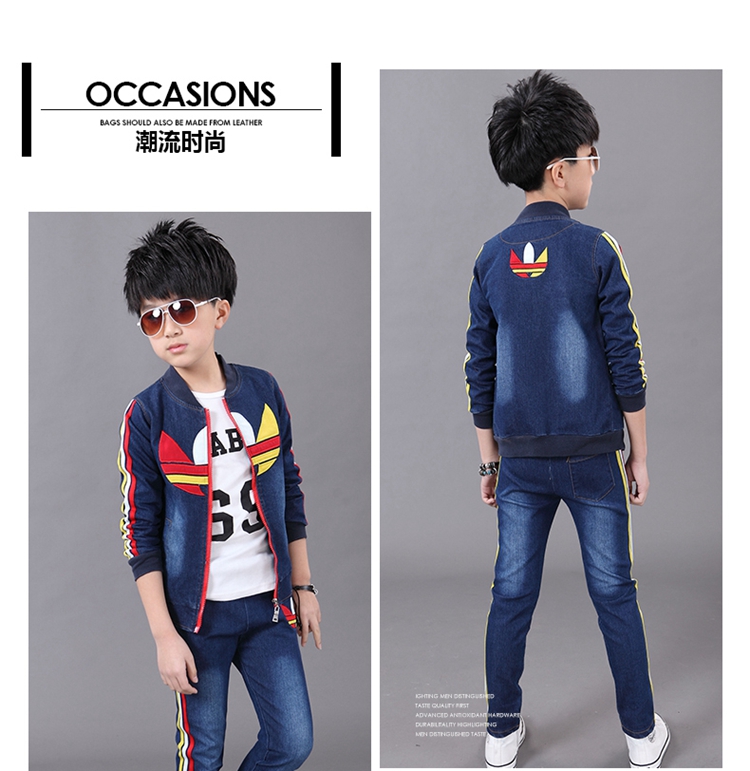 Mẫu mới cho bé mùa thu đông 2018 bé trai trẻ em phiên bản Hàn Quốc của bộ đồ denim ba mảnh cộng với áo hai dây nhung cho bé quần áo bé trai