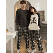 Sleepwear Lovers Autumn Winter Pure Cotton Long Sleeves Han Edition Cute Casual Men And Womens Home Conserved Spring And Autumn Full Cotton Fall Suit