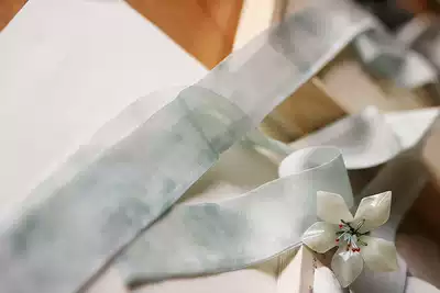 (Qingyu)Silk ink style hairband Hanfu accessories Light painting green apricot 