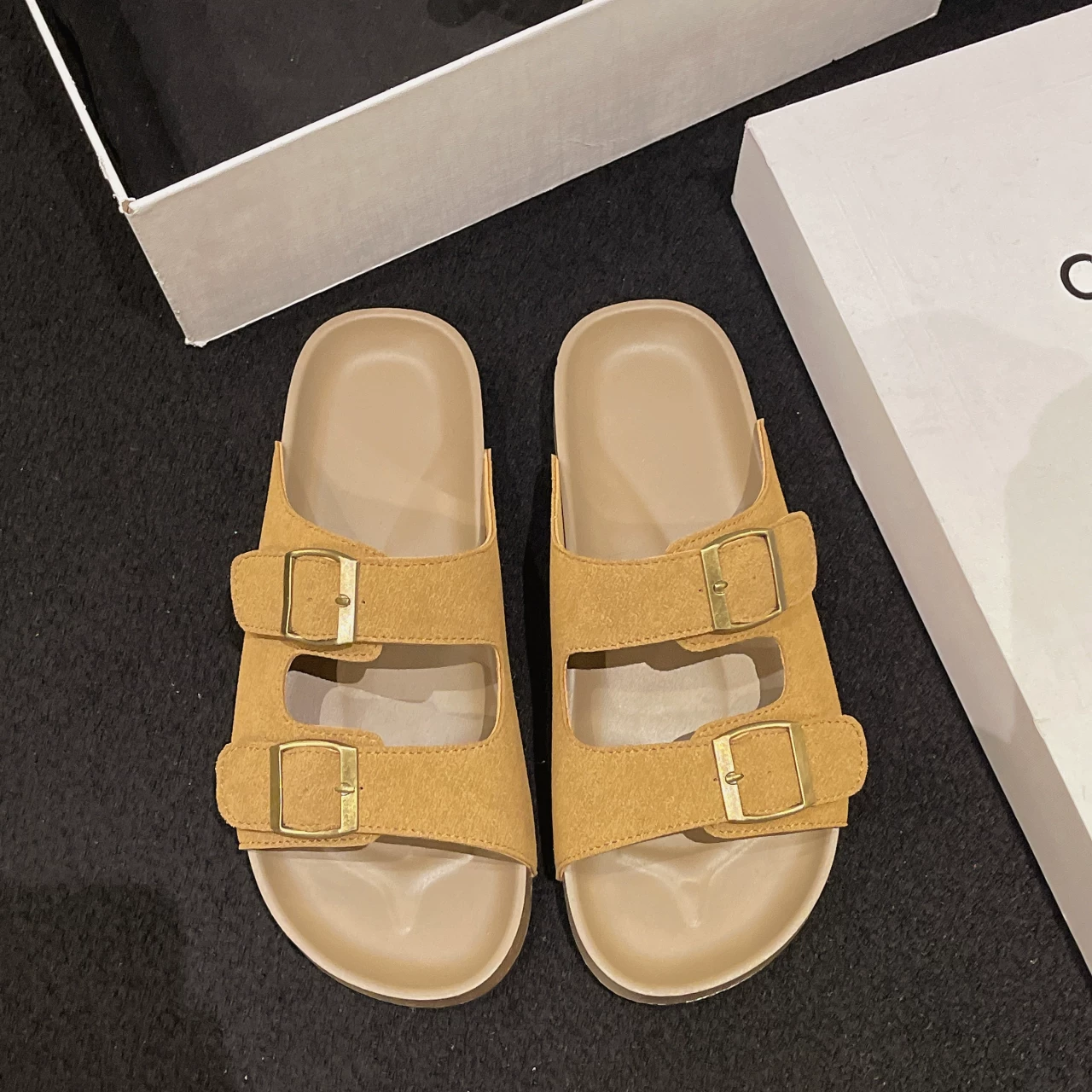 Шлепанцы Birkenstock женские лето верхняя одежда 2026 новый стиль lazy slip-on с мягкой подошвой толстая подошва плоская подошва пляжные sandals большого размера
