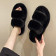 Popular home furry shoes for women to wear outside 2024 new spring and autumn fashionable outdoor thick-soled plush cotton slippers