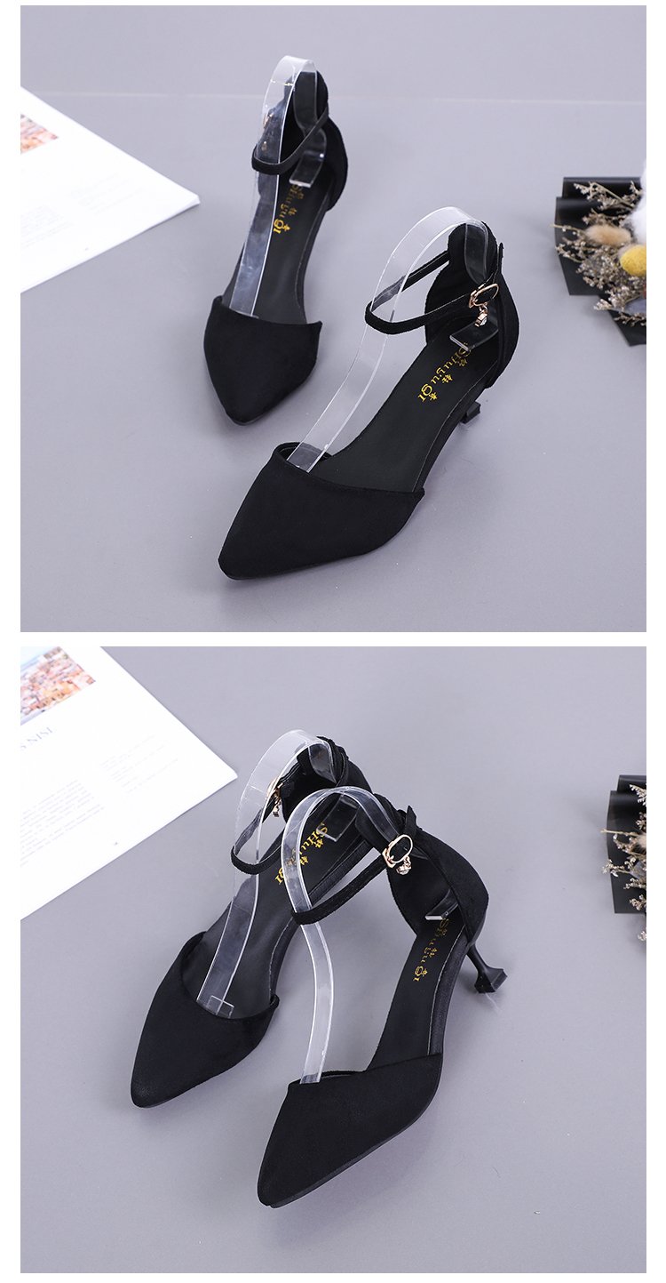 2019 phiên bản tiếng Hàn mới của Baotou khóa sandal nữ mùa xuân với giày cao gót màu đen gợi cảm shop giay dep