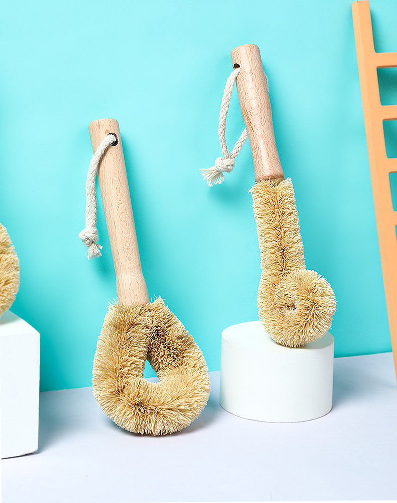 Coconut brown pan brush kitchen cup wash cup artifacts housewash dishwash dishwash brush is not easy to stain oil wash pot small brush cleaning brush