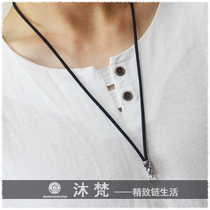 Thai Buddha Brands Necklace Rope for men and women High-end Pure Silver Black Pendants Coarse Rope Jade Peacey Emerald Honey Wax Pendant