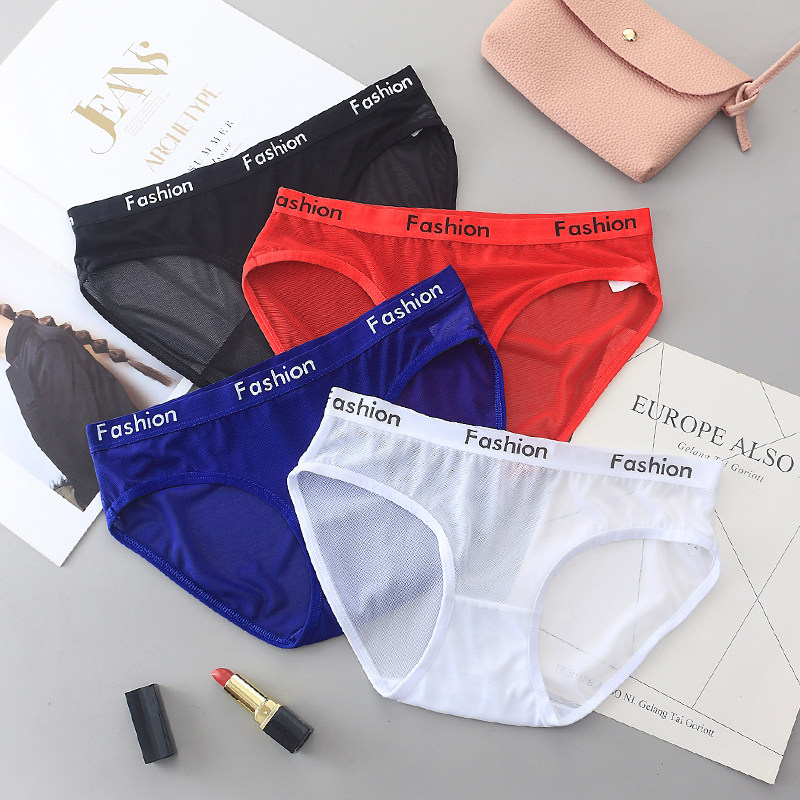 4 Dress Lady Transparent Briefs Female Lace Sexy Summer Thin low waist Temptation Breathable large size Size Triangle Pants head