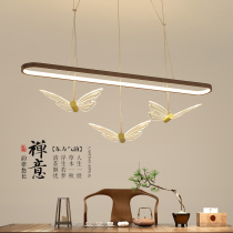 New Chinese LED restaurant chandelier rectangular Chinese style living room Zen simple bar desk study landscape tea room lamp