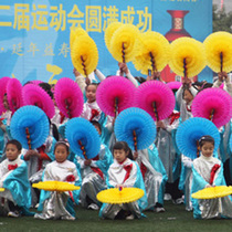 Hand-turn Flower Dance childrens performance props Flower Games opening ceremony admission style turn flower five-color fan props Flower