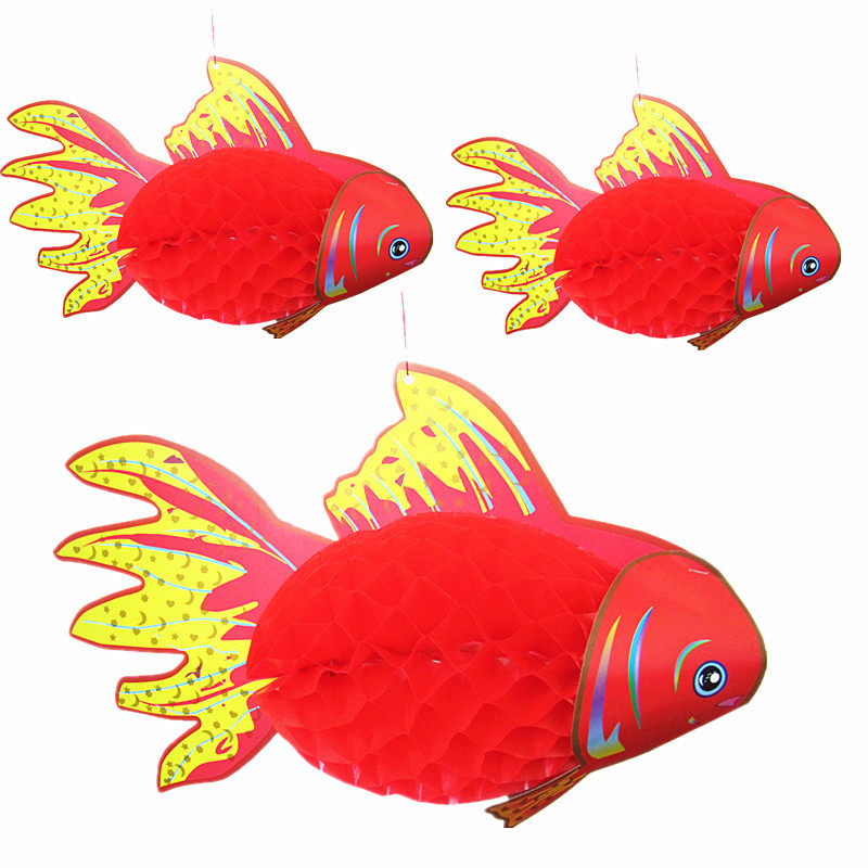 Kindergarten New Year's Day Spring Festival decorative plastic cloth fish lantern hanging decoration creative new marine fish pendant festive wholesale