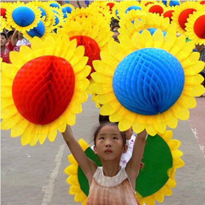 Children's sunflower dance sunflower hand-turned hand holding folding flower dance props New Year's Day sports performance supplies