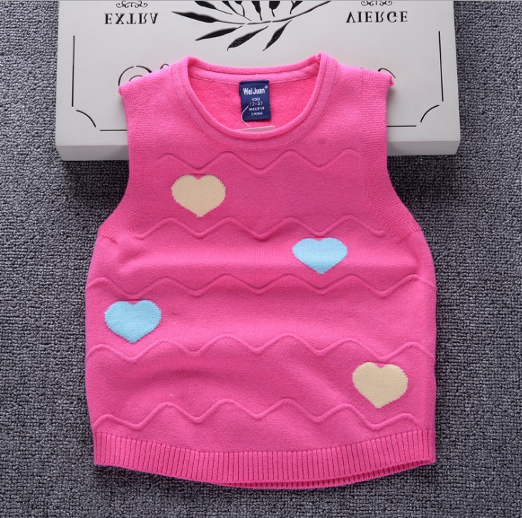 Girl Cotton Knit Vest Machia Baby Sweater Canon Shoulder Spring Autumn New Baby Loving Hair Thread Knitwear Vest