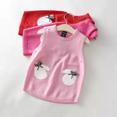 Girls knitted vest vest baby sweater waistcoat 2020 autumn new baby all-match woolen sweater vest
