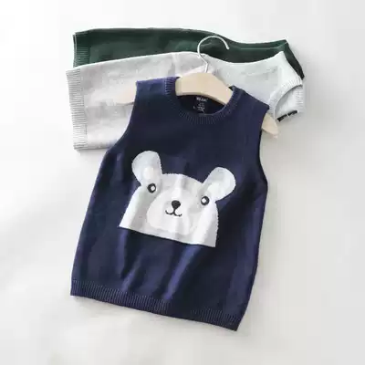 Children's cotton sweater boys' knitted waistcoat autumn and winter New baby warm vest 0-1-3 baby knitted vest