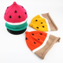 Autumn Winter Baby Knit Cover Head Hat Children Hand Knit Watermelon Hat Men And Women Baby Cute Hair Line Warm Hat