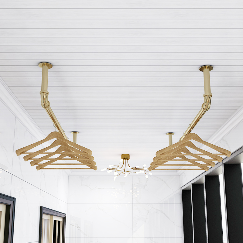 Thickened Balcony Clotheshorse Top Loading Single Pole Floating Window Sunburn Clothes Clotheshorse Top Fitting Stationary Telescopic Rod