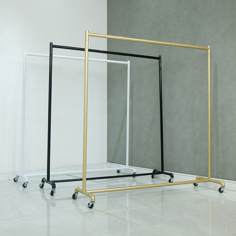Drying rack floor undercover cap bedroom hanger rack single rod frame household easy folding clothes moving wheel