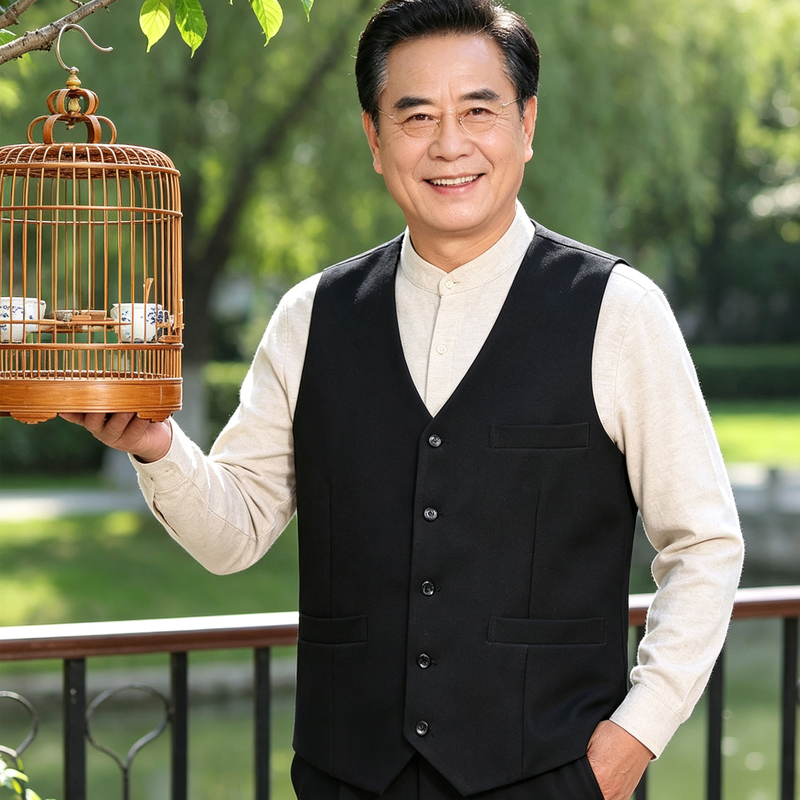 Middle-Aged and Elderly Men's Vests for Spring and Autumn, Casual Dad-Style Vests, Men's Business High-End Vests, Western-Style Vests Middle-Aged and Elderly Men's Vests for Spring and Autumn, Casual Dad-Style Vests, Men's Business High-End Vests, Western-Style Vests