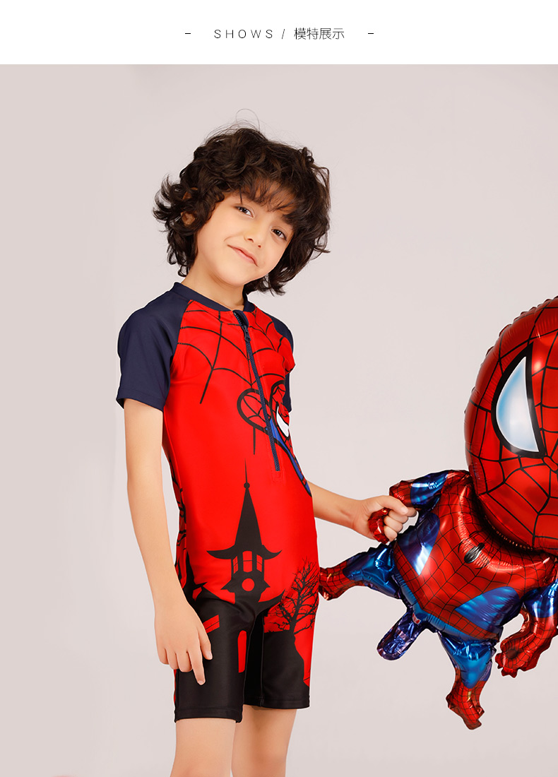克 儿童 Bộ đồ bơi nữ một mảnh Marvel Spider-Man Boys Big Boy Bơi Cap Set - Bộ đồ bơi của Kid đồ bơi cho trẻ sơ sinh