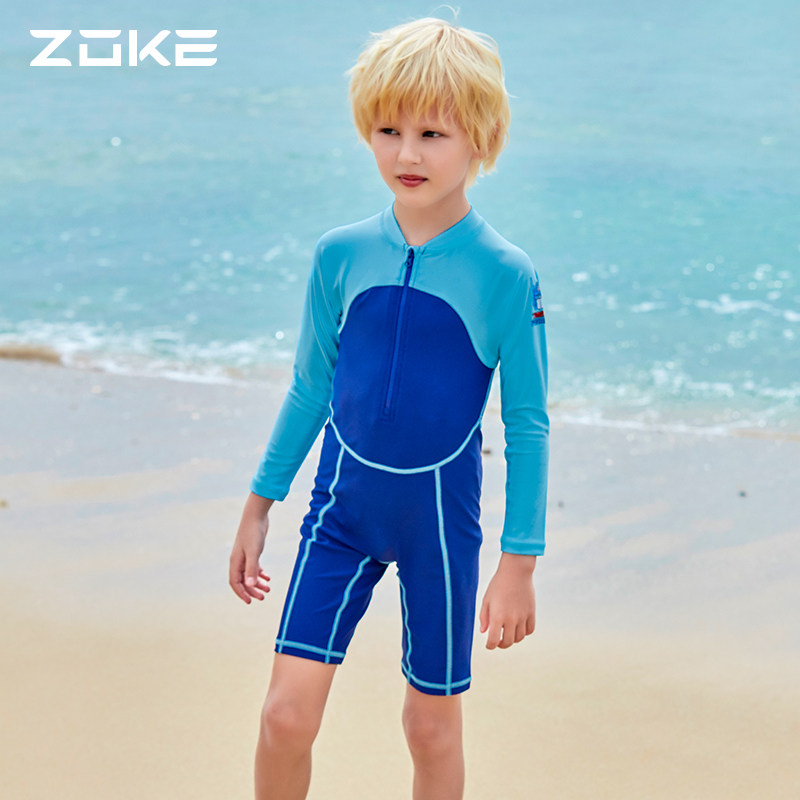 zoke ZhouKe children's swimsuit one-piece long sleeves warm winter plus thick swimsuit in the big boy hot spring swimsuit