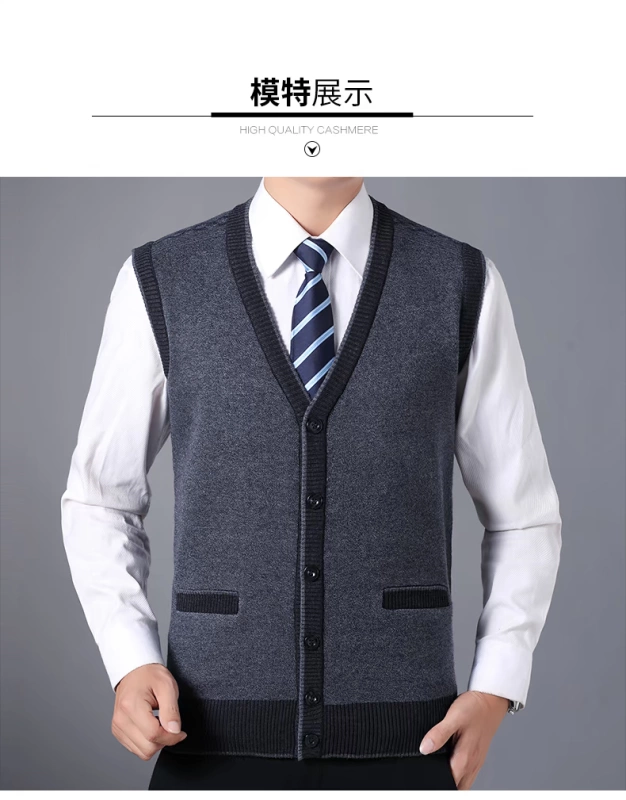 ZERO-ALL nam trung niên áo len không tay vest áo len nam áo len cha 50-60 tuổi