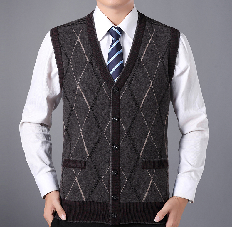 ZERO-ALL áo len trung niên và tuổi già nam cha tải len dệt kim ông già vest vest áo len trung niên