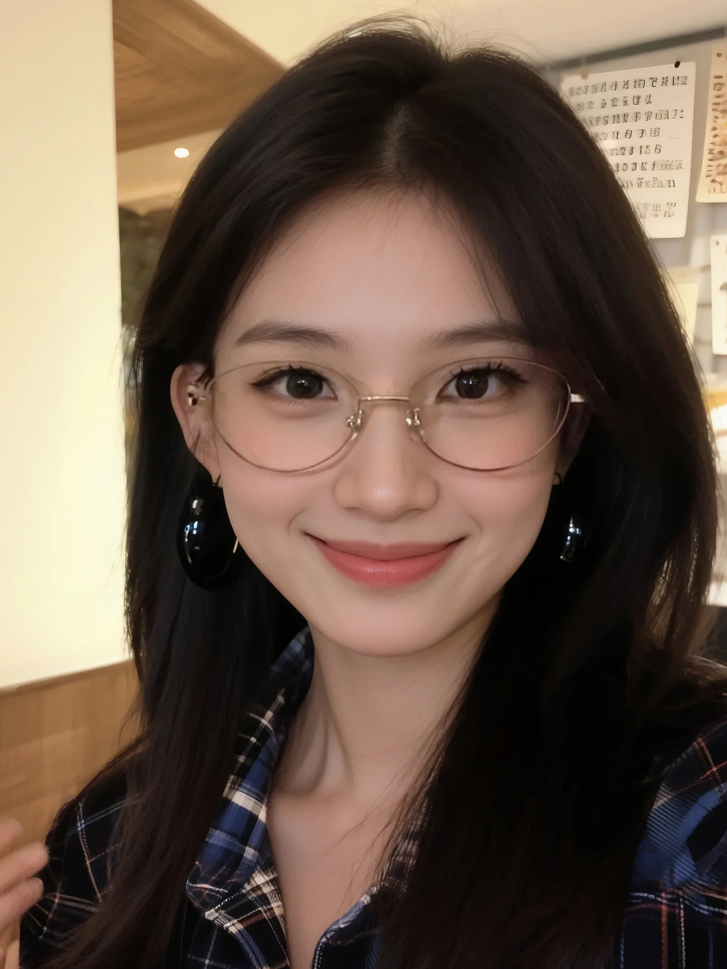 Ultra-Light Titanium Frame Gold-Rimmed Glasses for Women with Myopia, Can Be Customized with Prescription, Anti-Blue Light, High-End Korean Style Cat-Eye Eyeglass Frame
