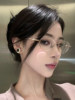 Ultra-Light Titanium Frame Gold-Rimmed Glasses for Women with Myopia, Can Be Customized with Prescription, Anti-Blue Light, High-End Korean Style Cat-Eye Eyeglass Frame