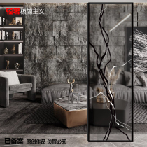 Simple art glass screen partition living room entrance aisle custom small apartment light luxury decoration entrance background wall