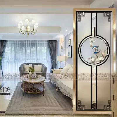 New Chinese entry screen partition living room glass frosted modern simple bedroom hotel decoration porch wall screen