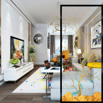 Modern art glass home decoration screen living room partition wall frosted light transmission toilet entrance background wall