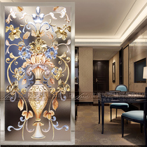 Art glass background wall European custom entrance partition Living room decorative screen frosted translucent carving process