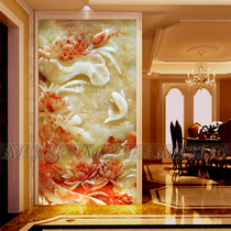 3D three-dimensional carved art glass Entrance aisle background wall entry screen partition craft glass more than rich
